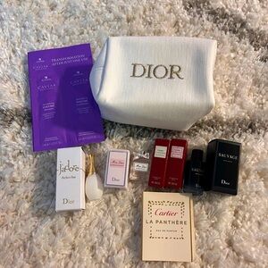 New White Dior cosmetic pouch with deluxe freebies